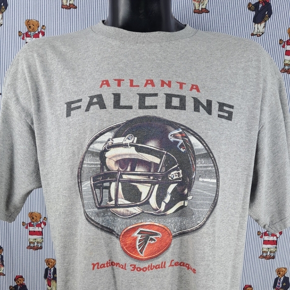 Atlanta Falcons NFL brand helmet spellout graphic logo gray & black 2XL t-shirt - Picture 1 of 6